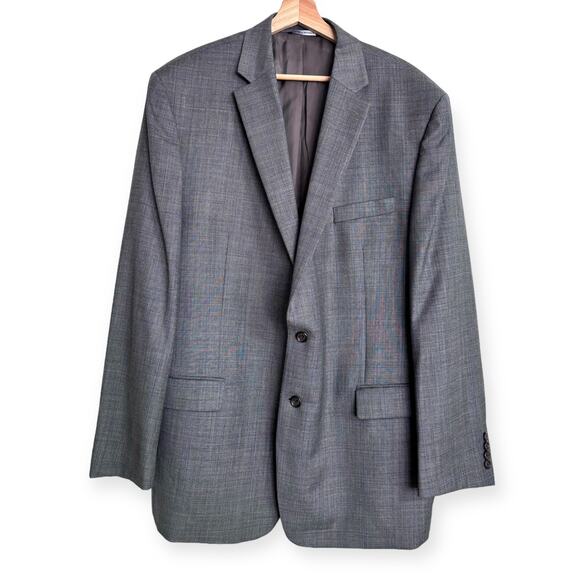 Ralph Lauren 100% Wool Gray Plaid Two Button Double Vented Blazer Men's Size 46L - Picture 1 of 12